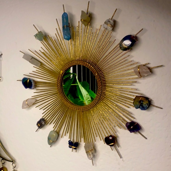 Alectrona Sunburst Crystal Wall Hanging Mirror - Picture 3 of 6